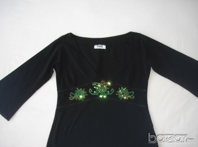 Topal Lady,черна дамска туника с паети, М , снимка 2 - Туники - 18368629