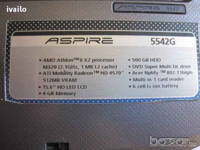 Продавам лап топ Acer 5542-на Части , снимка 8 - Части за лаптопи - 11292753