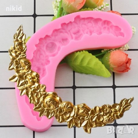 Гирлянд от рози цветя силиконов молд форма за украса торта с фондан шоколад