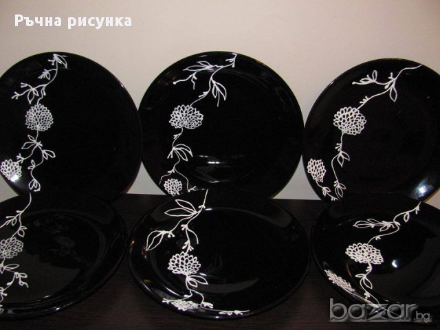 Налични комплект чинии в черно и бяло, снимка 1 - Други - 15900836
