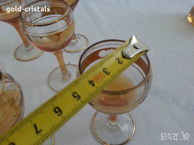 стари стъклени чаши чашки с златен кант, снимка 5 - Антикварни и старинни предмети - 22534810