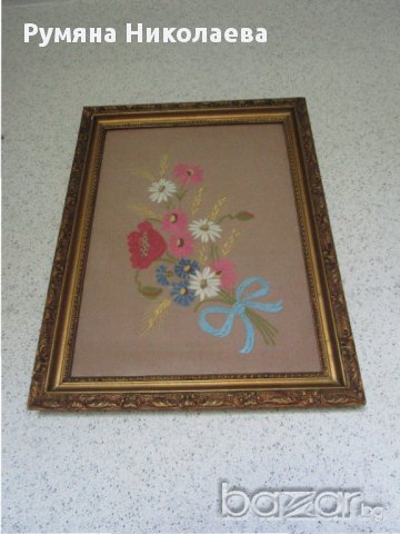 бродиран гоблен - полски цветя