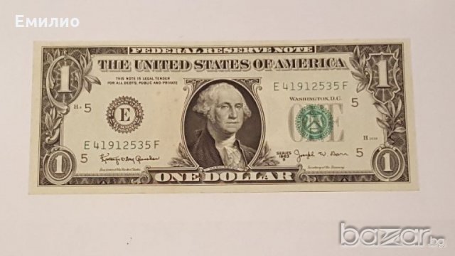 SCARCE "BARR NOTE " $ 1 DOLLAR 1963-B UNC, снимка 2 - Нумизматика и бонистика - 18801999