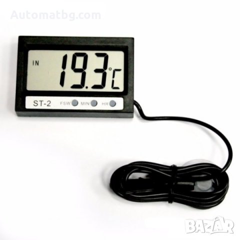 Термометър за вграждане с външна и вътрешна температура и часовник ST-2, снимка 2 - Аксесоари и консумативи - 23826015