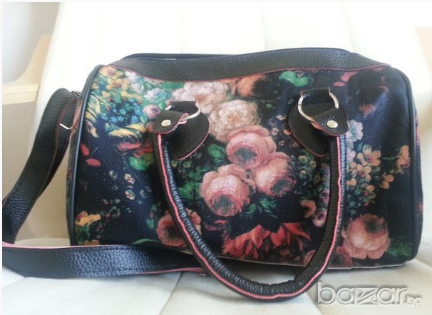 Дамска чанта с порфейл с цвятя красива стилна модерна, снимка 4 - Портфейли, портмонета - 7162908