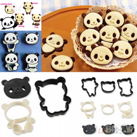 Сет Панда 4 разглобяващи пластмасови форми резци форма резец за сладки бисквитки тесто фондан