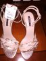 Розови Кожени сандали с ток , снимка 1 - Сандали - 21862979