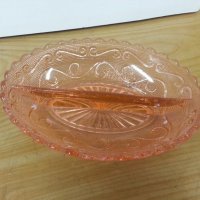 Ретро  солница  розово стъкло, снимка 1 - Антикварни и старинни предмети - 22324298