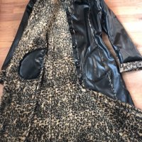 Кожено палто/ манто - черно с леопардов принт, снимка 11 - Палта, манта - 24064565