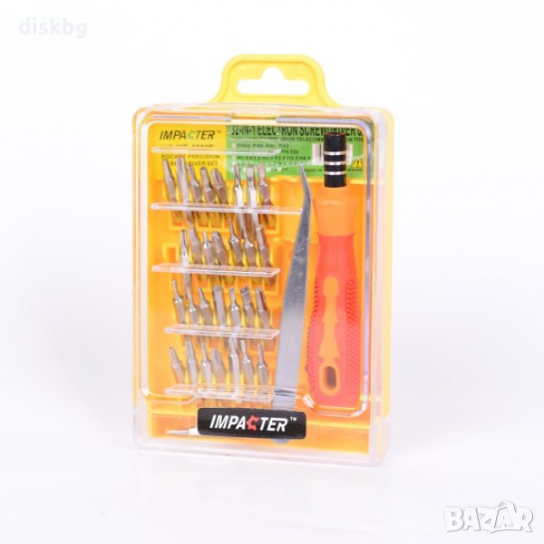 Нов комплект отвертки от 32 части за смартфони и компютри + пинсета в кутия, снимка 1