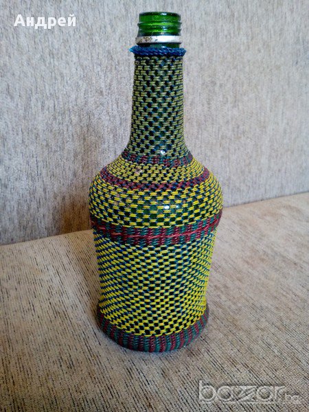 Старо плетено шише,бутилка, снимка 1