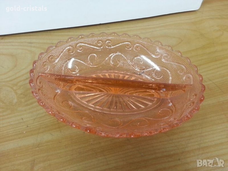 Ретро  солница  розово стъкло, снимка 1