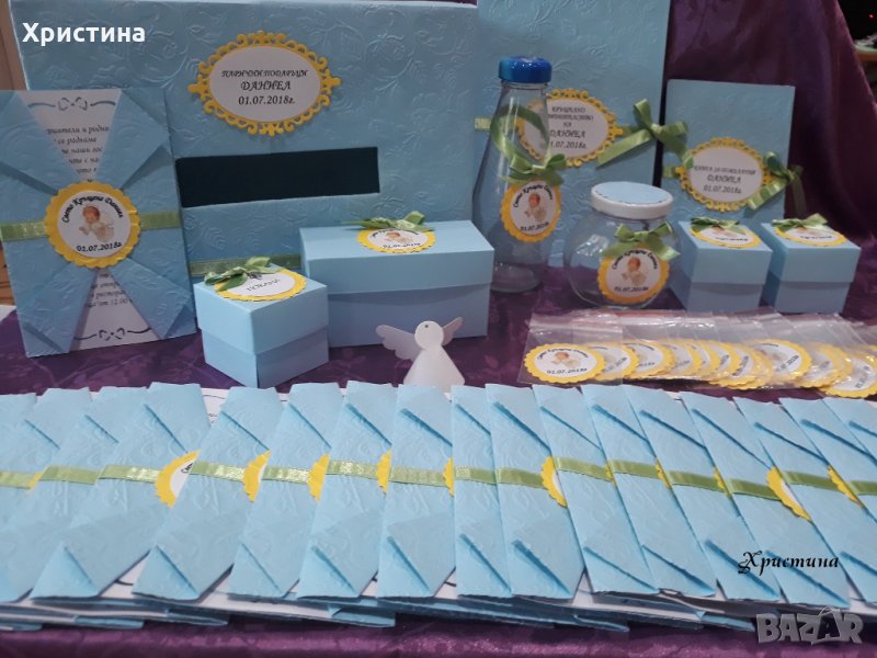 Комплект за кръщене, аксесоари за кръщение, покани и подаръци , снимка 1