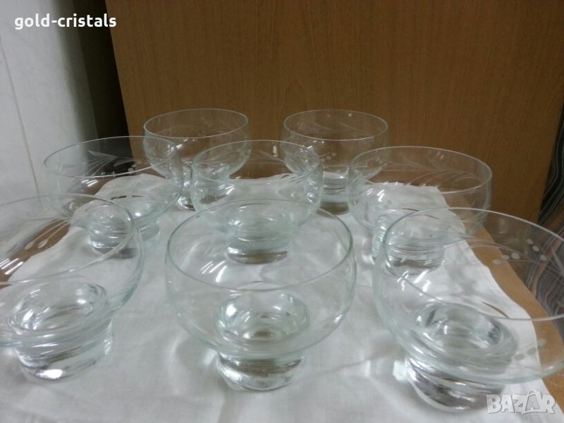  купички чаши калиево кристално гравирано стъкло, снимка 1