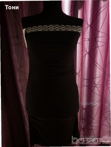 Ластична черна рокля с пайети , снимка 1