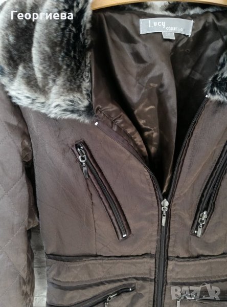 Кафяво яке с пух, снимка 1