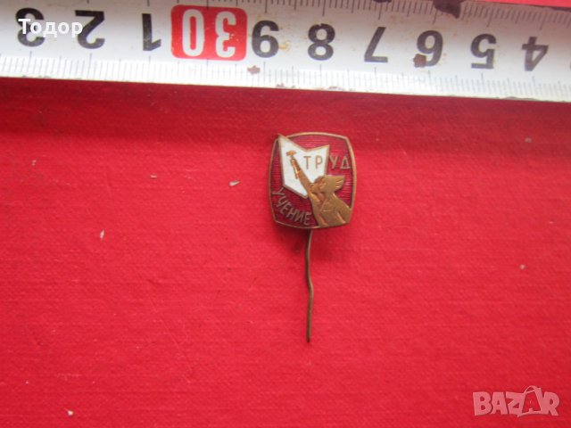 Стара значка знак Труд Учение бронз емайл , снимка 2 - Колекции - 25471538