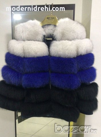 Дамска палто от лисица три цвята, снимка 1 - Палта, манта - 20239502
