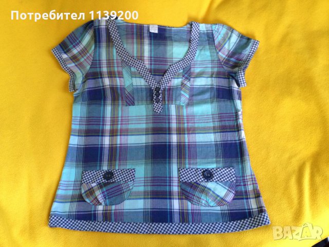 Лятна памучна френска карирана блуза топ Camaieu S М, снимка 1