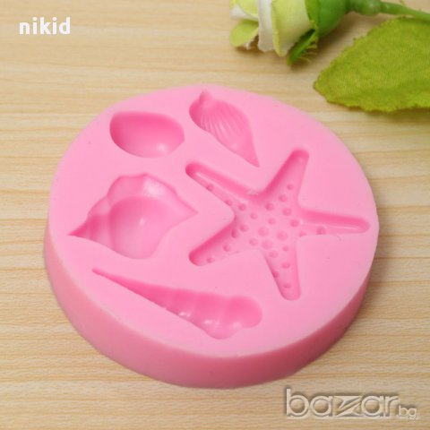 морско дъно океан рапан звезда охлюв силиконов молд фондан, снимка 3 - Форми - 13679626