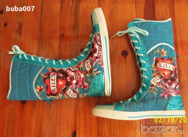 Ed Hardy оригинални дамски кецове UK7,5 /41, снимка 8 - Кецове - 7783217