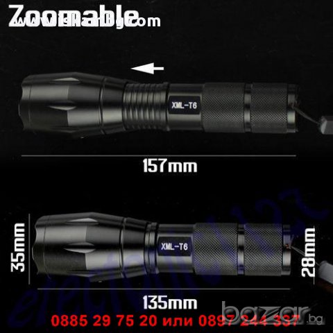 CREE LED Фенер със ZOOM XM-L T6 1000 Lumens - код X6-902, снимка 2 - Екипировка - 12392290