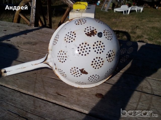 Емайлиран гевгир, снимка 7 - Антикварни и старинни предмети - 19301424