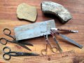 Стари занаятчийски брусове за заточване на ножове, ножици и др. инструменти, масат, точило, камък