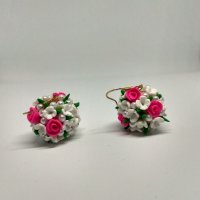 Обици букет  от ръчно изработени цветя от полимерна глина , снимка 7 - Обеци - 22145094