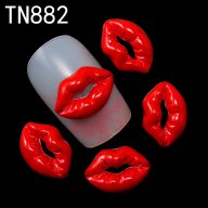 устна уста целувка червена бижу за нокти декорация украса за маникюр, снимка 1 - Продукти за маникюр - 16999526
