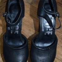 Defice London високи токчета с платформа естествена кожа черни , снимка 2 - Дамски обувки на ток - 21721637