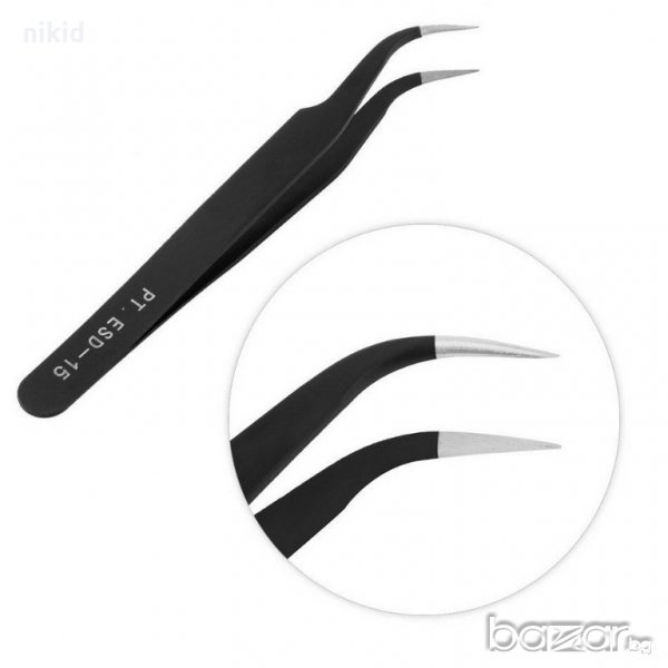 Метална пинсета пинсети тънка фина остра за декорация нокти маникюр и др, снимка 1