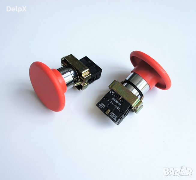 Бутон голям незадържащ НЗ червен 250V 10A 40x30mm, снимка 1