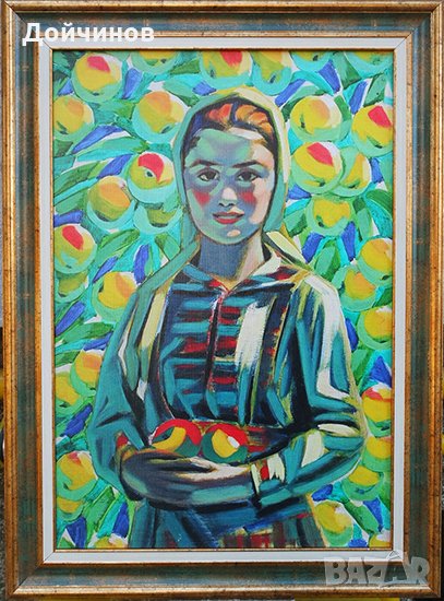 "Момичето с ябълките", Владимир Димитров - ’’Майстора’’, картина, снимка 1