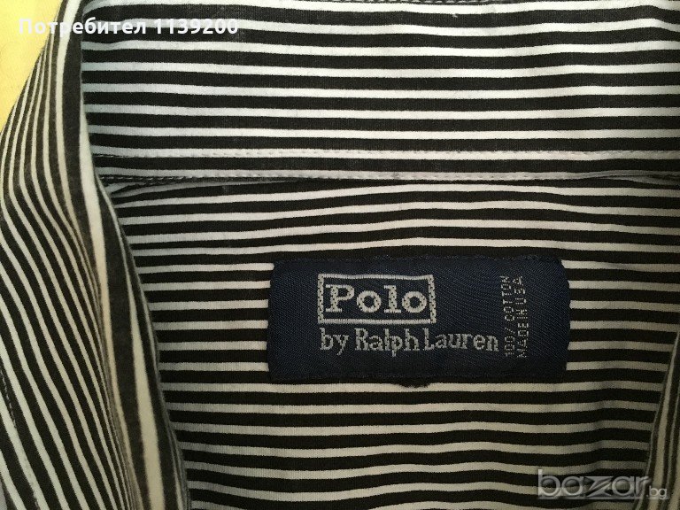 Polo Ralph Lauren USA М мъжка официална риза оригинал черно и бяло райе, снимка 1