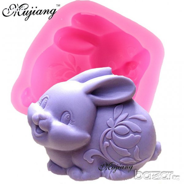 3D сладко зайче заек калъп силиконов молд форма за фондан украса торта декорация сапун гипс шоколад, снимка 1