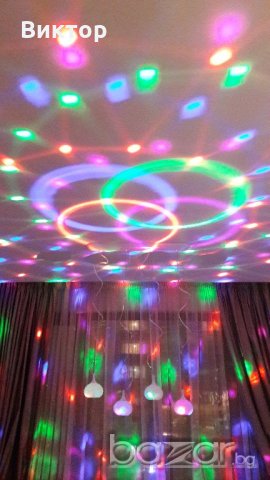 Диско лампа ЛЕД,с говорители с Blotooth връзка, вградена батериа акумулаторна, снимка 2 - Аудиосистеми - 20873567