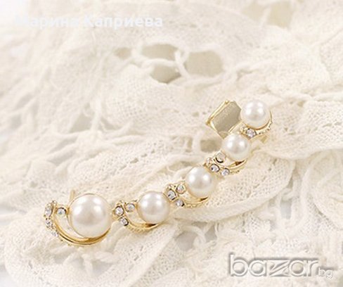 Обеца "Перли" Цената е за 1 брой. В наличност сребриста и златиста /С-04/, снимка 5 - Обеци - 14791634