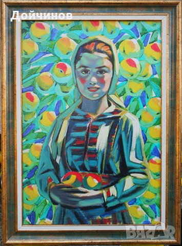 "Момичето с ябълките", Владимир Димитров - ’’Майстора’’, картина, снимка 1 - Картини - 25117417