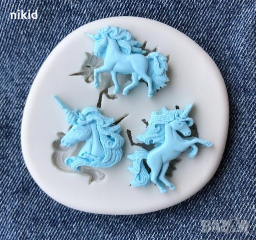 3 бр красив Еднорог силиконов молд форма декор украса торта фондан