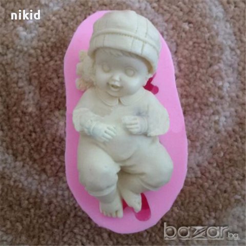 бебе момче с шапка силиконов молд 3D за декорация украса фондан торта и др