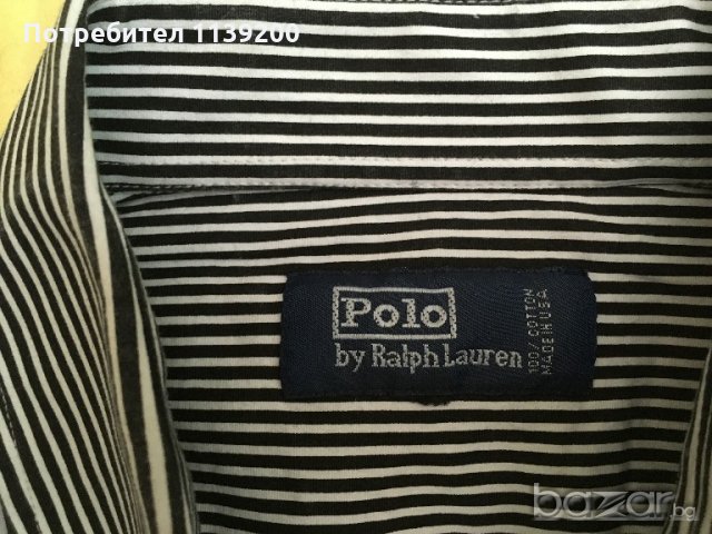 Polo Ralph Lauren USA М мъжка официална риза оригинал черно и бяло райе, снимка 1 - Ризи - 20866232