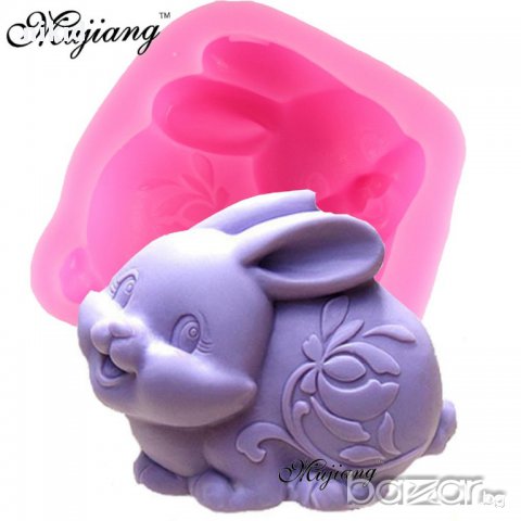 3D сладко зайче заек калъп силиконов молд форма за фондан украса торта декорация сапун гипс шоколад