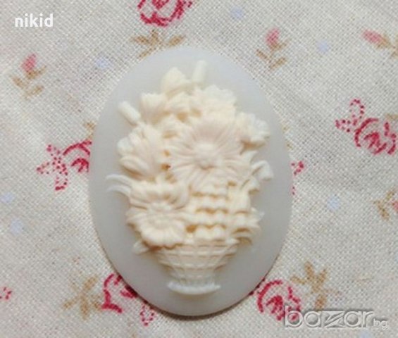 букет цветя в саксия овал силиконов молд форма декорация торта фондан шоколад и др.