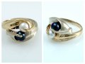 Златен пръстен с черна и бяла перла 4.32 грама, размер №54