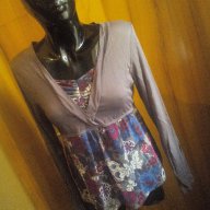 Нова блуза в сиво и цветя М / Л, снимка 3 - Блузи с дълъг ръкав и пуловери - 15266295