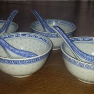 Традиционни Китайски купи за ориз с порцеланови лъжици, снимка 2 - Прибори за хранене, готвене и сервиране - 13658724