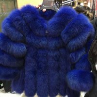 дамско палто от естествена лисица налично синьо, снимка 1 - Сака - 19023996