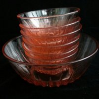 Стъклени купички розово стъкло, снимка 3 - Сервизи - 24077757