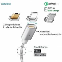 Магнитен USB кабел за зареждане на телефони micro USB магнитно зарядно , снимка 4 - USB кабели - 25155663